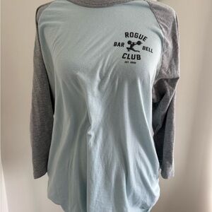 Rogue Gray and Light Blue Raglan Long Sleeve Tee